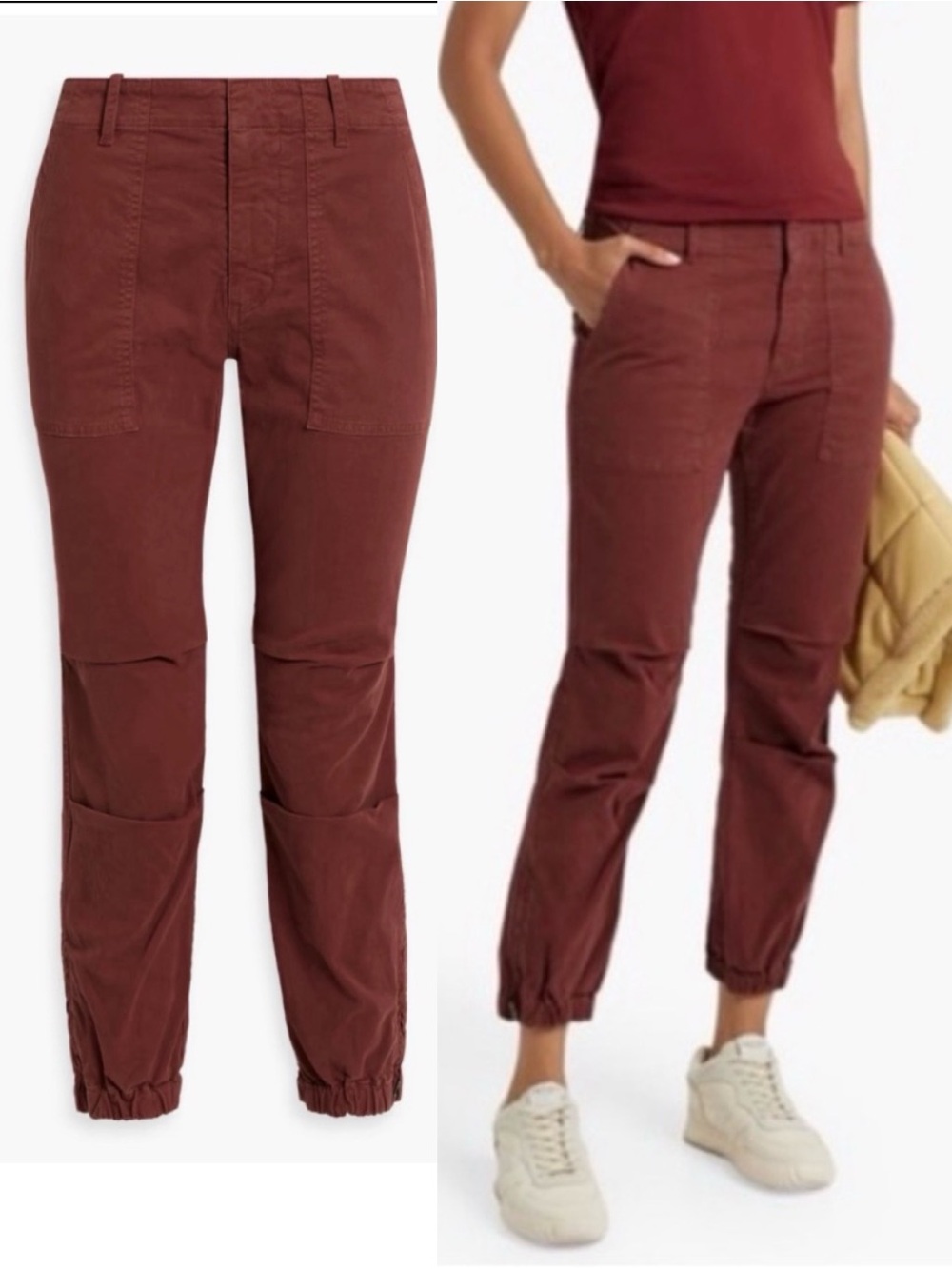 NILI LOTAN Cropped Military Pants Red Brown Size 2